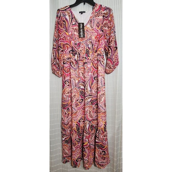 Nina Leonard Chiffon Dress For Women Size Small Lined 3/4 Sleve - Picture 2 of 12
